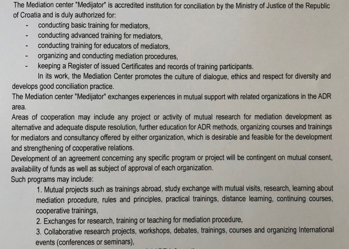 Suradnja s Komorom medijatora Republike Sjeverne Makedonije